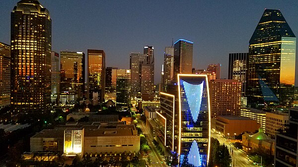 Dallas skyline illuminated at night