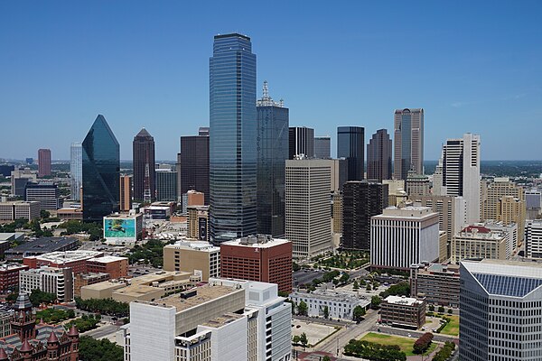 Downtown Dallas skyline aerial view from Reunion Tower