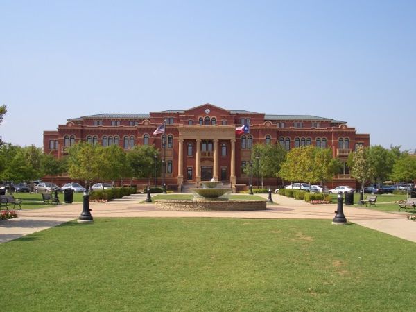 Southlake Town Square with city hall, Southlake, Texas