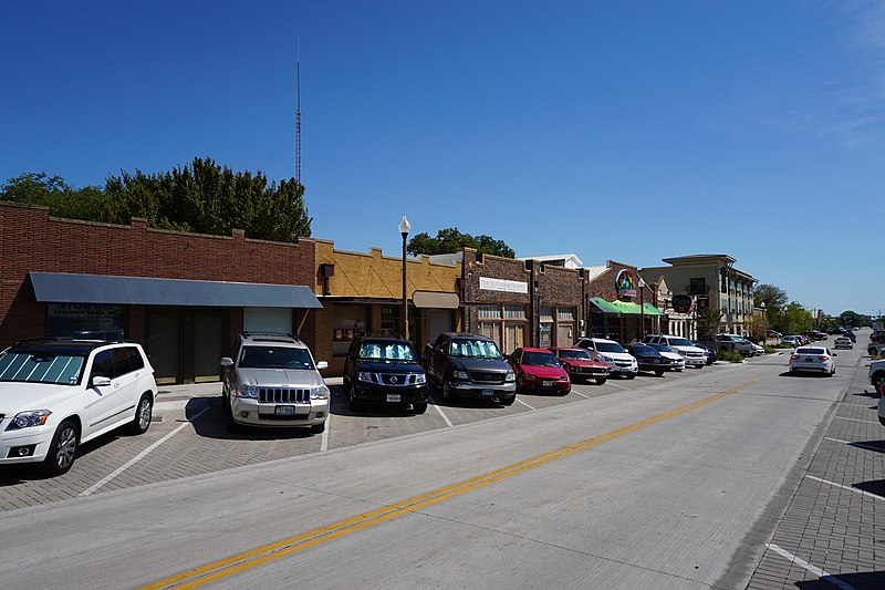 Historic Hickory Street in downtown Denton showing residential architecture