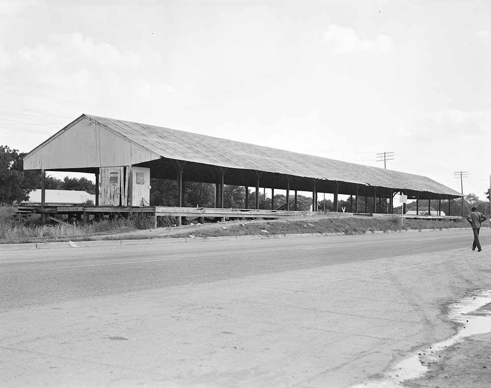 Historic Missouri-Kansas-Texas Railway cotton loading shed in Caddo Mills