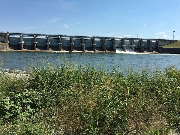 Lake Ray Hubbard dam and waterfront in Rockwall County, Texas