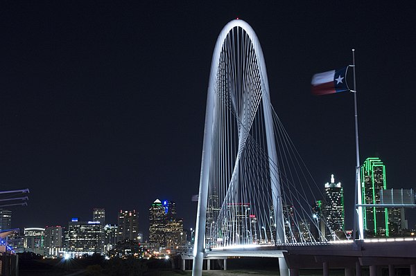 Margaret Hunt Hill Bridge and Dallas skyline