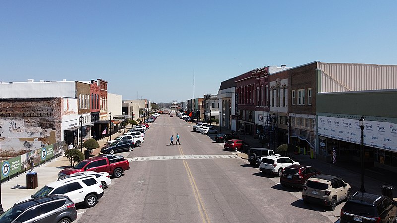 Aerial view of residential neighborhood in Denison, Texas