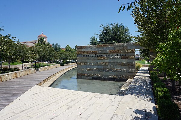 Wayne Ferguson Plaza in Old Town Lewisville - historic downtown district