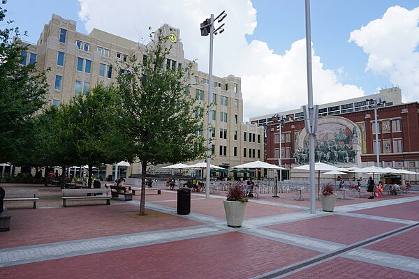 Sundance Square Plaza in downtown Fort Worth Texas